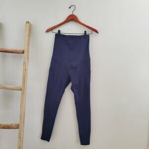 Poshdivah Women's Navy Blue Maternity Pocket Leggings Size S